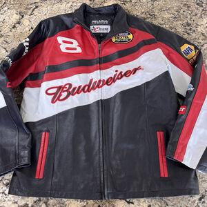 Size M Wilsons Leather Men’s Jacket Chase Authentics NASCAR Dale Jr. Budweiser